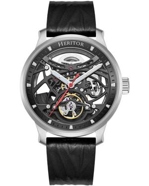 Heritor Marcell Skeleton Dial Watch - Metallic