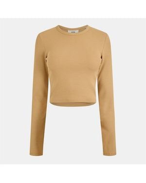 JJXX Feline Slim Fit Cropped Long Sleeve T-Shirt - Natural