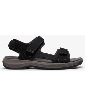Clarks Guideview Trek Leather Sandals - Black