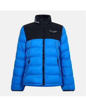 Born Rich Lydn Solid Patterned Puffer Jacket With Zipped Pocket - Blue
