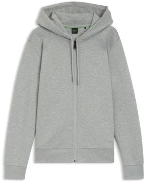 BOSS Saggy Full Zip Hoodie With Adjustable Drawstring Hood - Grey