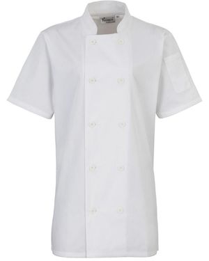 PREMIER Ladies Short-Sleeved Chef Jacket - White