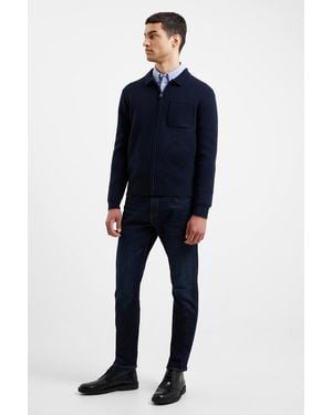French Connection Zip-Through Knit Jumper - Blue