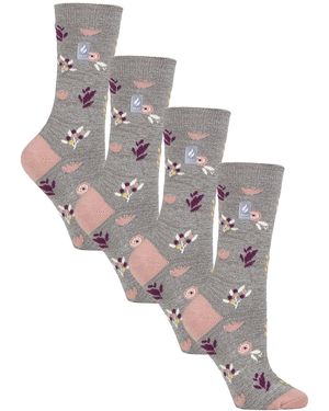 Heat Holders 4 Pairs Ladies Ultralite Lightweight Thermal Socks - Grey