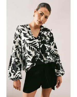 Wallis Printed Overhead Shirt - Black