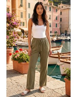 Roman Petite Linen Mix Trousers - Natural