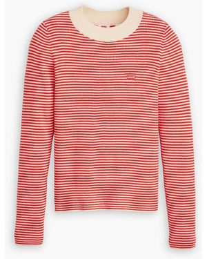 Levi's Levi's Vanilla Stripe Flame Scarlet Rib Crew Jumper - Pink