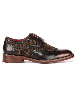 Justin Reess Leather Tweed Brogue Shoes - Brown