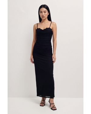 MissPap Premium Tulle Lace Trim Maxi Dress - Blue