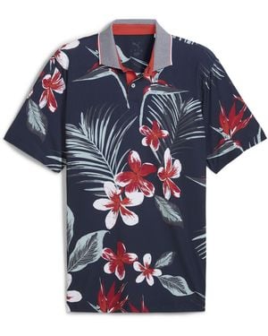 PUMA Mattr Luau Short Sleeve Performance Polo Shirt - Blue