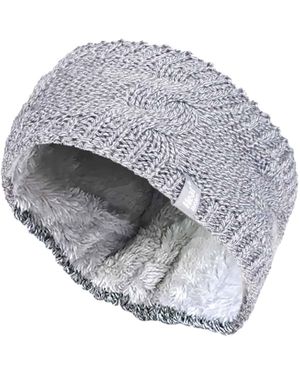 Heat Holders Ladies Cable Knitted Fleece Lined Thermal Winter Ear Warmer Headband - Grey