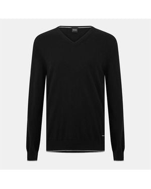 BOSS Ettore V-Neck Long Sleeve Jumper - Black