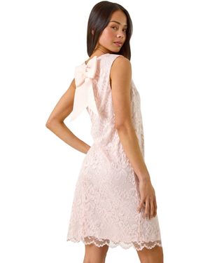 Roman Petite Bow Back Lace Shift Dress - Pink