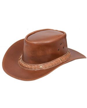 Infinity Leather Cowboy Outback Real Aussie Bush Hat - Brown