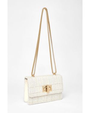 Quiz Boucle Cross Body Bag - Natural