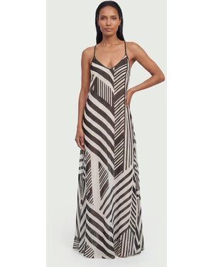 Karen Millen Viscose Georgette Mono Stripe Beach Dress - White