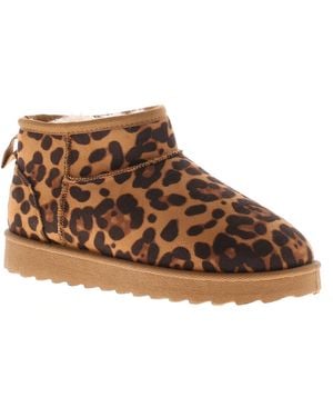 Apache Ankle Boots Dappy Slip On Chunky Sole Animal Print Leopard - Black