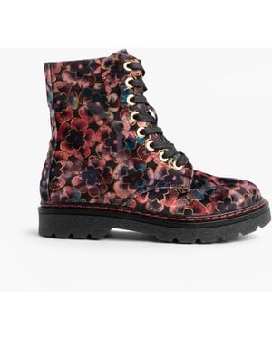 Heavenly Feet Justina2 Viola Velour Ankle Boots Rose - Brown