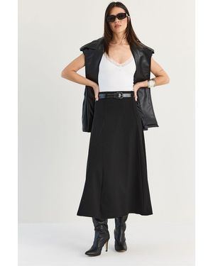 Bianco Lucci Midi Skirt - Black
