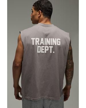 BoohooMAN Training Dept Drop Arm Hole Tank - Grey