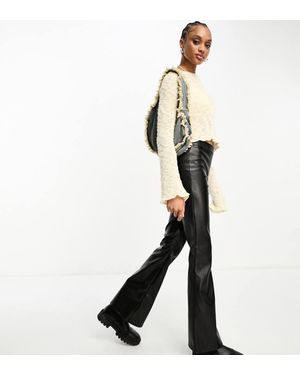 Noisy May Tall Faux Leather Flare Trousers - White