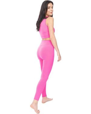 Lookus Zelal Ribbed Leggings - Pink