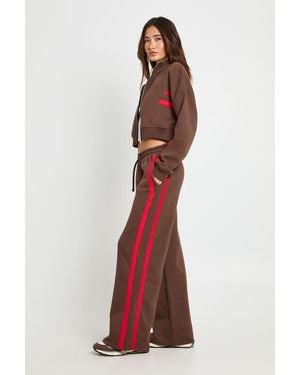 Boohoo Contrast Striped Funnel Neck Tracksuit - Red