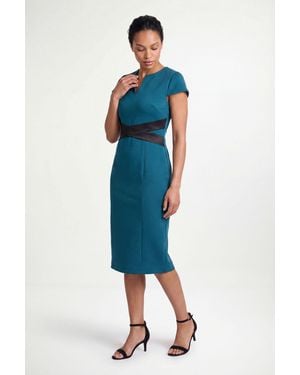 Wallis Petite Scuba Crepe Wrap Waist Midi Dress - Blue