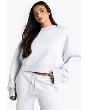 Boohoo Shoulder Pad Wide Sleeve Sweatshirt - White