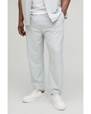 BoohooMAN Plus Elasticated Waist Technical Stretch Slim Trousers - Grey
