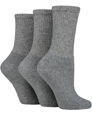 SOCKSHOP TORE 3 Pack Ladies Plain Crew Sport Socks - Grey