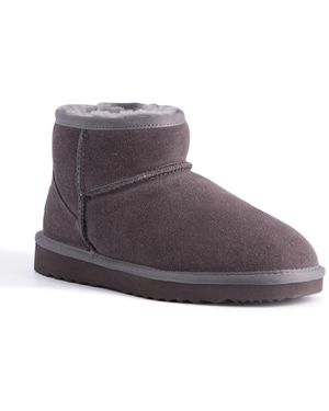 Aus Wooli "Bondi" Australia Short Sheepskin Ankle Boot, Leather - Grey