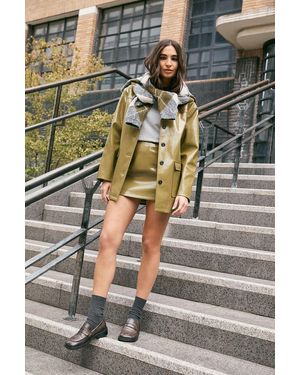 Nasty Gal Vinyl High Clean Longline Jacket - Grey