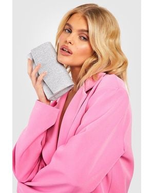 Boohoo Structured Glitter Clutch Bag & Chain - Pink