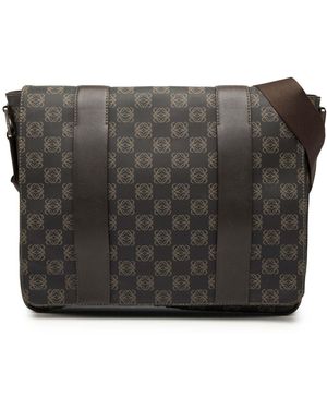 Loewe Pre-Owned Anagram Coated Canvas Flap Crossbody - Black