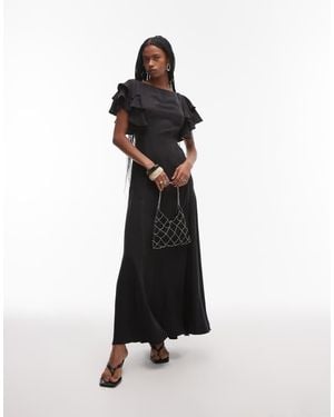 & Other Stories Maxi Dress With Ruffle Sleeves And Open Back - White