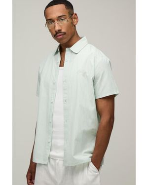 BoohooMAN Regular Fit Embroidered Short Sleeve Shirt - White