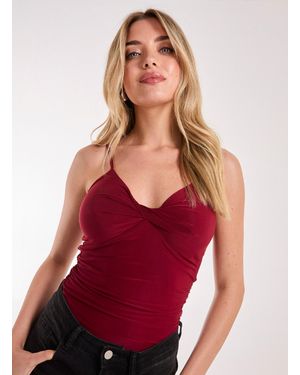 Pink Vanilla Slinky Twist Front Bodysuit - Red