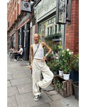 Hiccup High Waist Elastic Pocket Cargo Trousers - Green