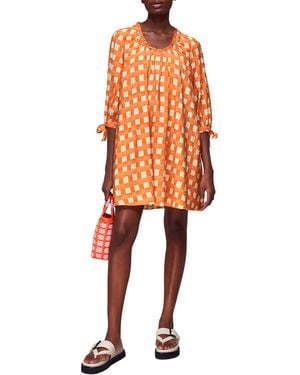 Whistles Lydia Gathered Trapeze Dress - Orange