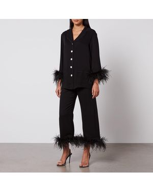 Sleeper Party Pyjama Set With Double Feathers - Black