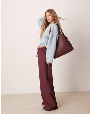 ASOS Tailored Wide Leg Pull On Trouser - Purple