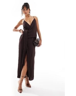 ASOS Cami Strap Drape Tuck Detail Midi Dress - Purple