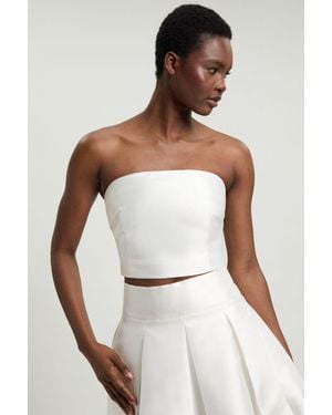 Karen Millen Satin Twill Woven Bandeau Top - White