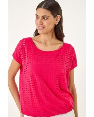 Roman Cut Out Detail Stretch Top - Red