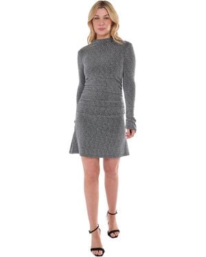 Gini London High Neck Stud Hot Fix Stretchy Mini Dress - Grey