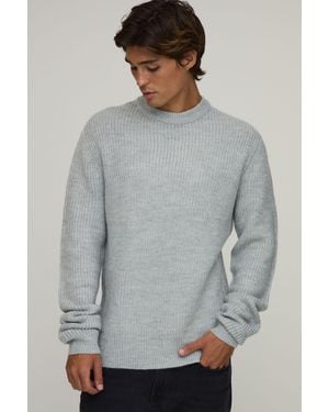BoohooMAN Regular Fit Ribbed Knitted Jumper - Grey