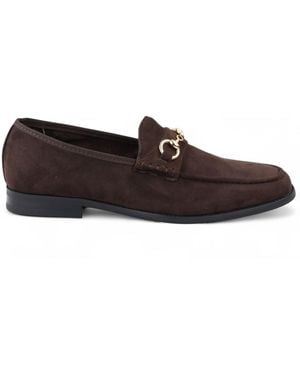 Infinity Leather Suede Moccasin Lined Loafers Faux Leather - Brown