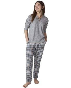 J&j Brothers Jjbfp1501 Long-Sleeved V-Neck Pyjamas - Grey