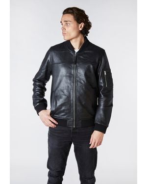 Bolongaro Trevor Real Leather Ma1 Bomber Jacket - Blue